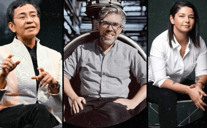 from left: Maria Ressa, CEO Rappler, Eryk Salvaggio, Author Cybernetic Forrests; Maria Amelie, CEO Factiverse
Getty, Salvaggio, Amelie